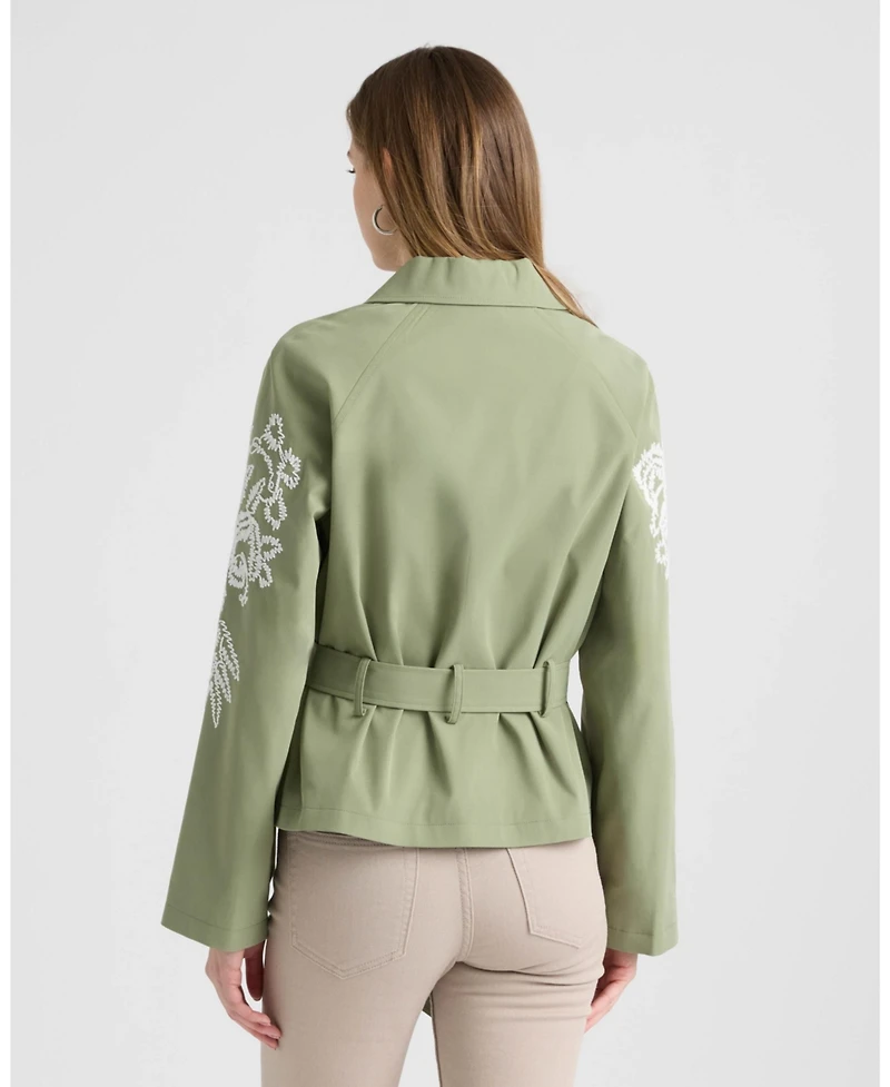 Nvlt Women's Cropped Trench Coat with Embroideries