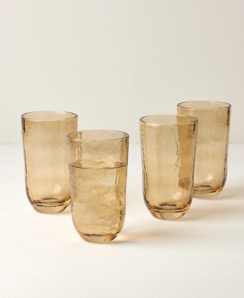 Lenox Homespun Amber Tall Tumbler Glasses, Set of 4