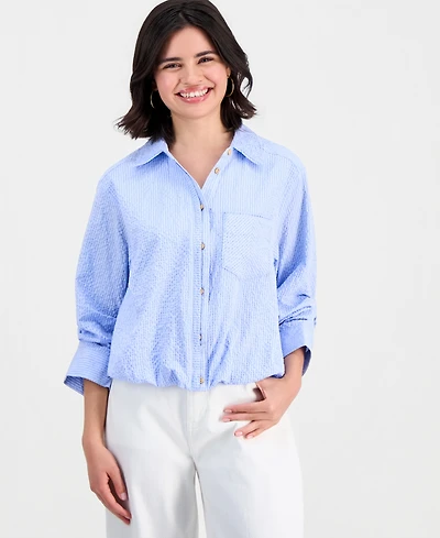 Democracy Women's Bubble Hem Collar Shirt