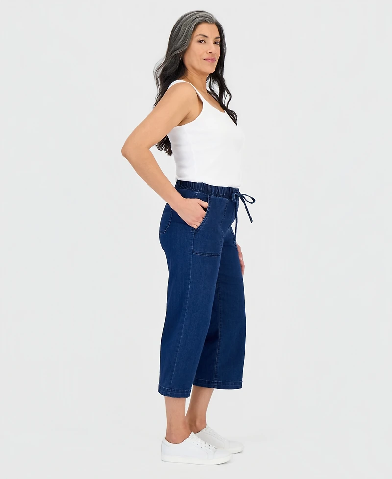 Style & Co Petite High Rise Cropped Wide Leg Jeans, Macy's Exclusive