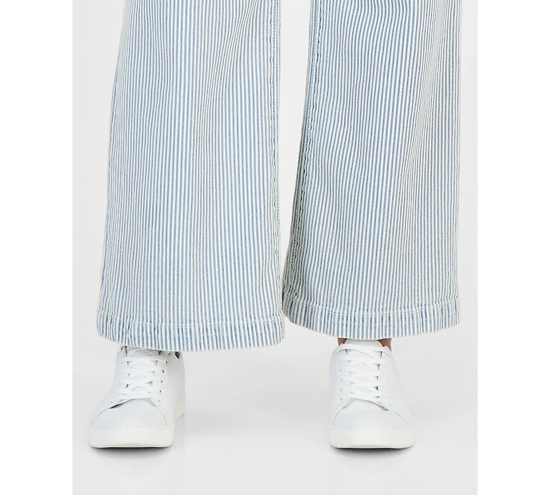 Style & Co Petite Engineer-Stripe Pull-On Wide-Leg Jeans, Macy's Exclusive
