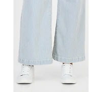 Style & Co Petite Engineer-Stripe Pull-On Wide-Leg Jeans, Macy's Exclusive