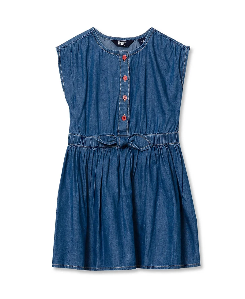 Lands' End Girls Short Sleeve Lightweight Denim Dress