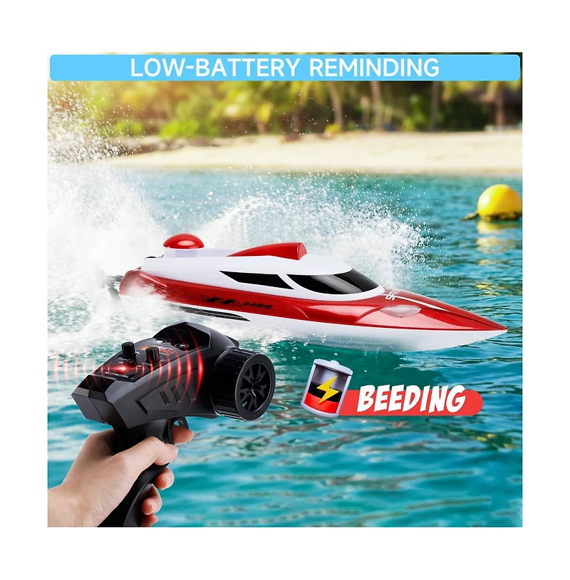 Bruce & Shark 2.4GHz Rc Jet Speedboat – 22mph High-Speed with Self-Righting & Led Lights for Kids