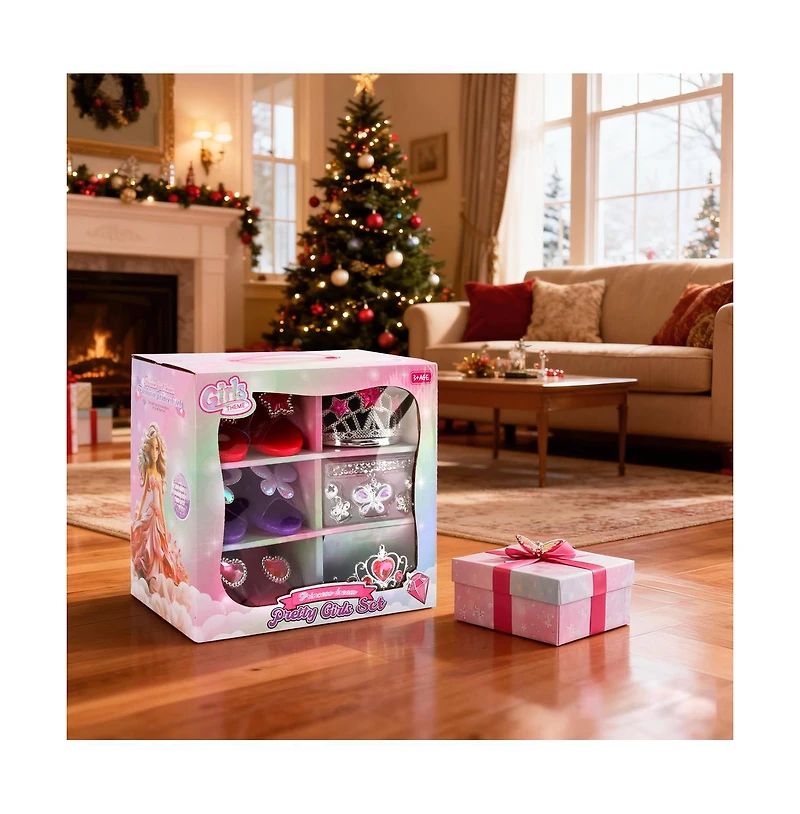 Bruce & Shark Princess Dress-Up Gift Set with Wearable Tiara, Necklace & Earrings for Girls Birthday & Parties