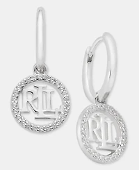 Lauren Ralph Lauren Crystal Logo Drop Earrings in Sterling Silver