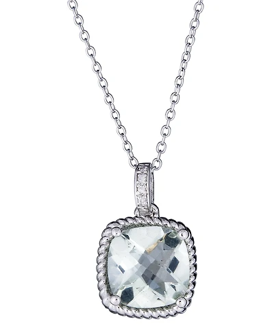 Macy's Green Amethyst (4 ct. t.w.) & Diamond (0.025 Pendant Necklace Sterling Silver (Also Available Pink Sky Blue Amethyst)
