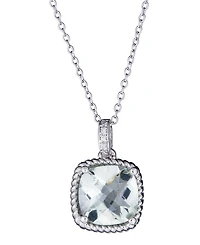 Macy's Green Amethyst (4 ct. t.w.) & Diamond (0.025 Pendant Necklace Sterling Silver (Also Available Pink Sky Blue Amethyst)