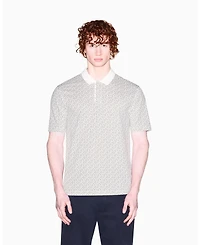 A|X Armani Exchange Men's Short Sleeve Pique Allover logo Print Polo Shirt