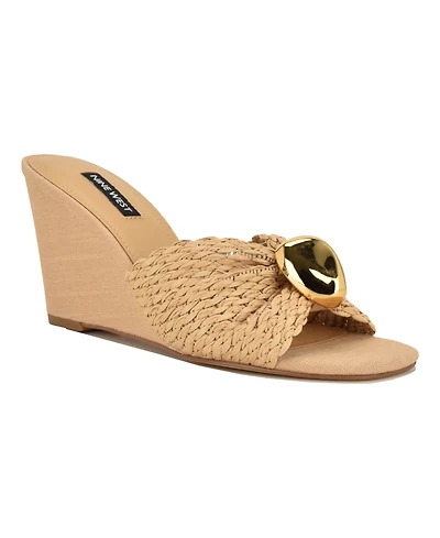 Nine West Women's Nessla Woven Slip-On Wedge Sandals