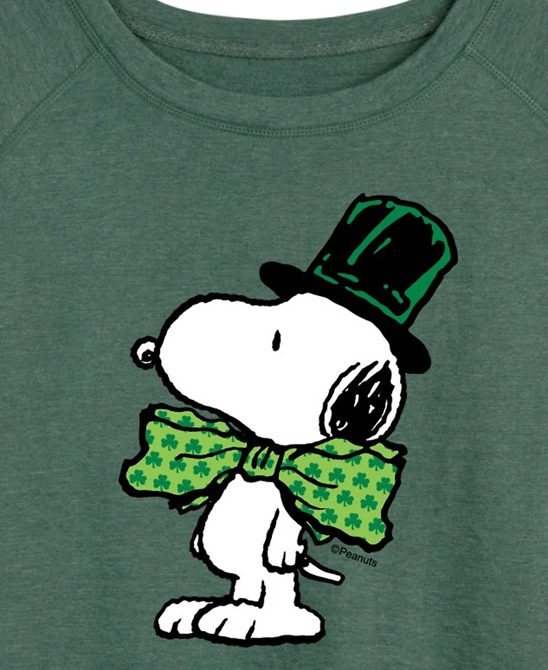 Hybrid Apparel Plus Peanuts Snoopy Bowtie St. Patrick's Day French Terry Graphic Crewneck T-Shirt