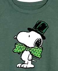 Hybrid Apparel Plus Peanuts Snoopy Bowtie St. Patrick's Day French Terry Graphic Crewneck T-Shirt