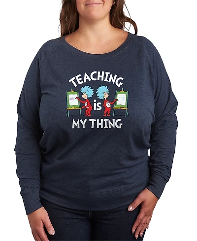 Hybrid Apparel Plus Dr. Seuss Teaching Is My Thing French Terry Graphic Crewneck T-Shirt