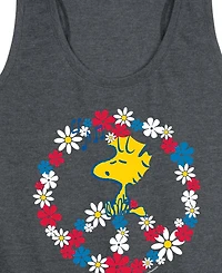 Hybrid Apparel Plus Size Peanuts Woodstock Peace Americana Racerback Graphic Crewneck Tank Top