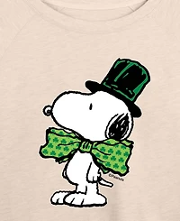 Hybrid Apparel Plus Peanuts Snoopy Bowtie St. Patrick's Day French Terry Graphic Crewneck T-Shirt
