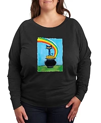Hybrid Apparel Plus Pete the Cat St. Patrick's Day Rainbow Pot Of Gold Graphic Crewneck T-Shirt