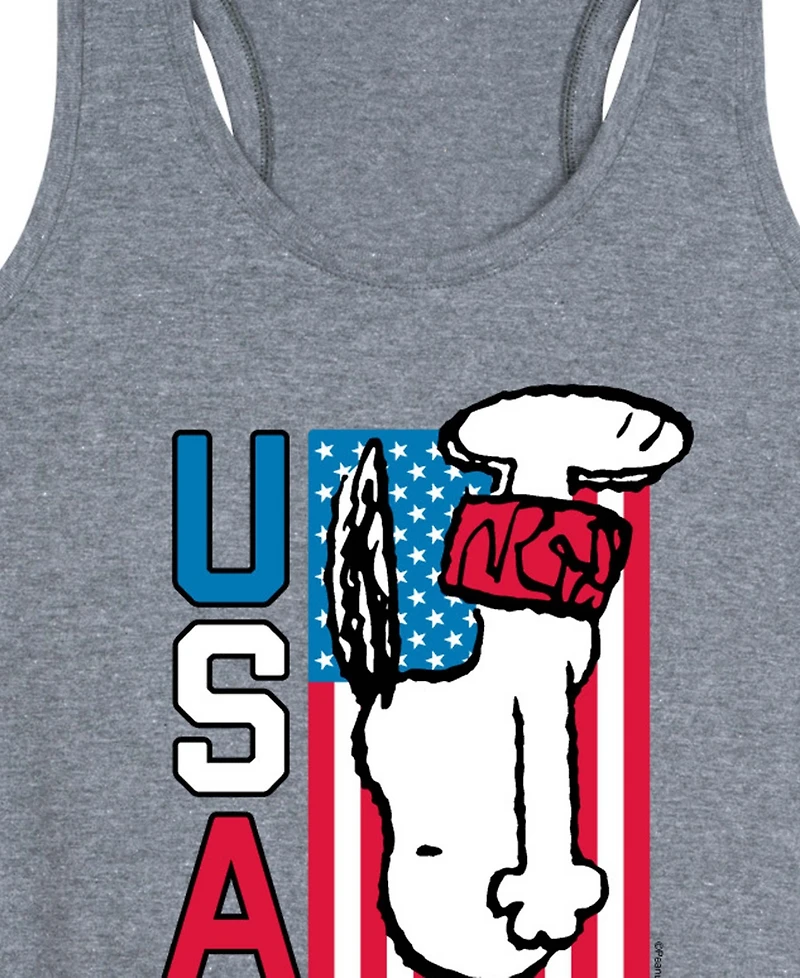 Hybrid Apparel Plus Peanuts Snoopy Diving Usa Racerback Graphic Crewneck Tank Top