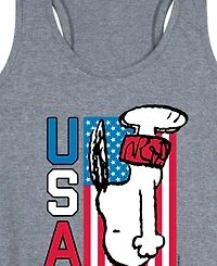 Hybrid Apparel Plus Peanuts Snoopy Diving Usa Racerback Graphic Crewneck Tank Top
