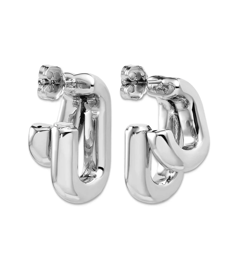 Curata Jewelry 925 Sterling Silver Italian Double Squared J Hoop Earrings 25x16mm 25.5x15.9mm Wide 12.6mm Thick Hoop Earring