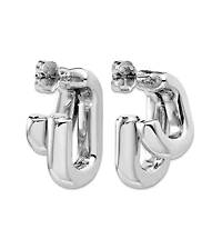 Curata Jewelry 925 Sterling Silver Italian Double Squared J Hoop Earrings 25x16mm 25.5x15.9mm Wide 12.6mm Thick Hoop Earring