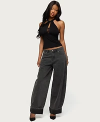 Edikted Women's Kella Low Rise Baggy Jeans