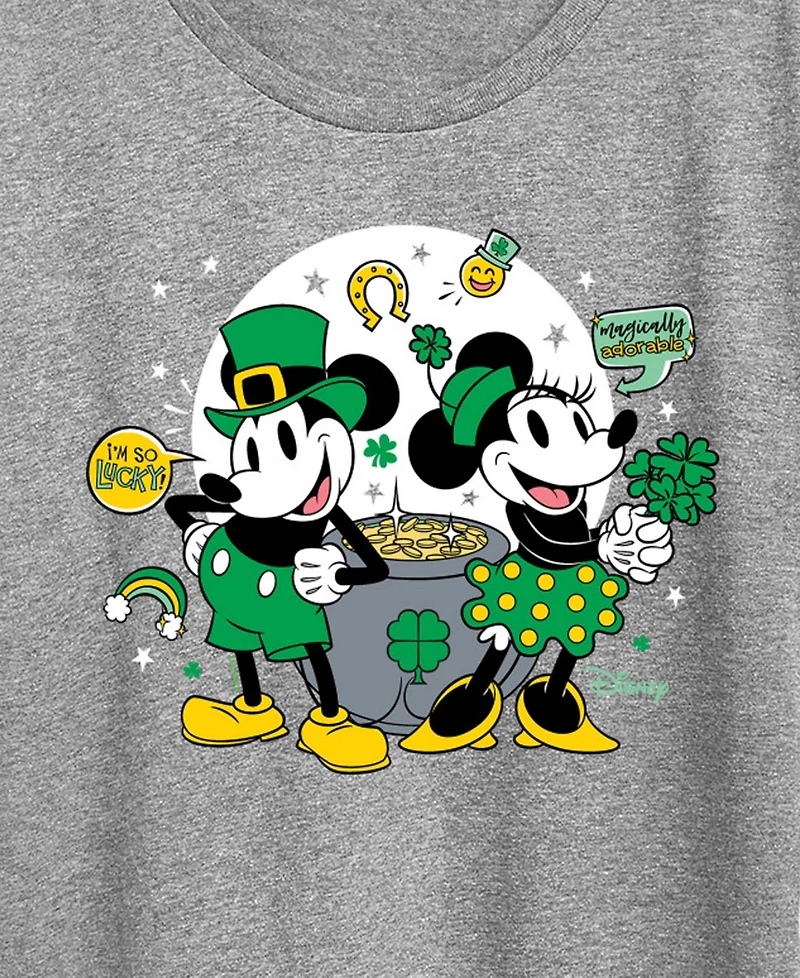 Hybrid Apparel Plus St. Patrick's Day Mickey & Minnie Graphic Crewneck T-Shirt