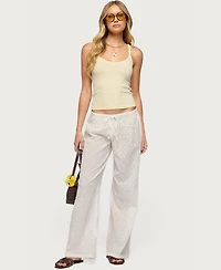 Edikted Women's Embroidered Polka Dot Sheer Cotton Pants