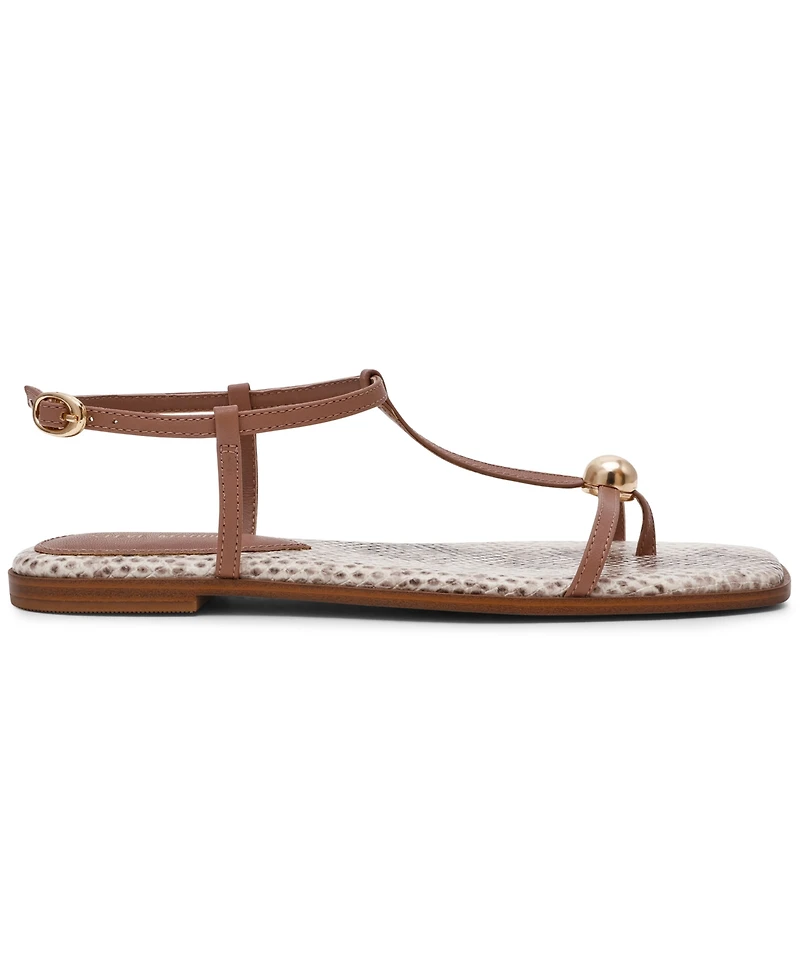 Steve Madden Women's Ritzy Ball-Stud Square Toe Flat Sandals