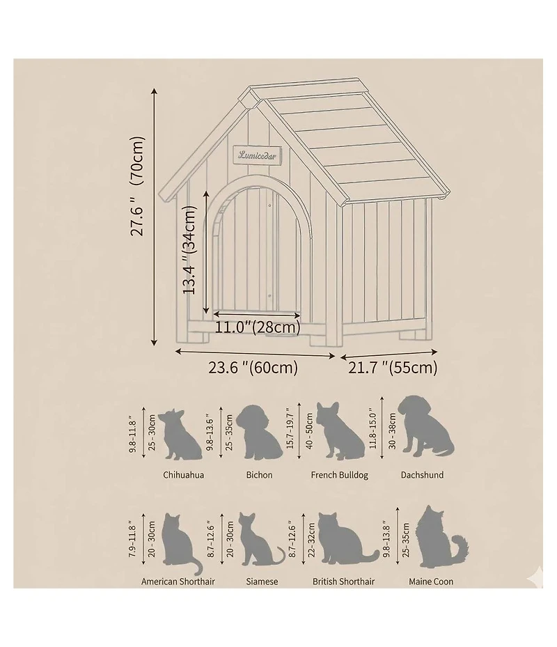 6thdruple Solid Cedar Indoor Pet House with Cushion