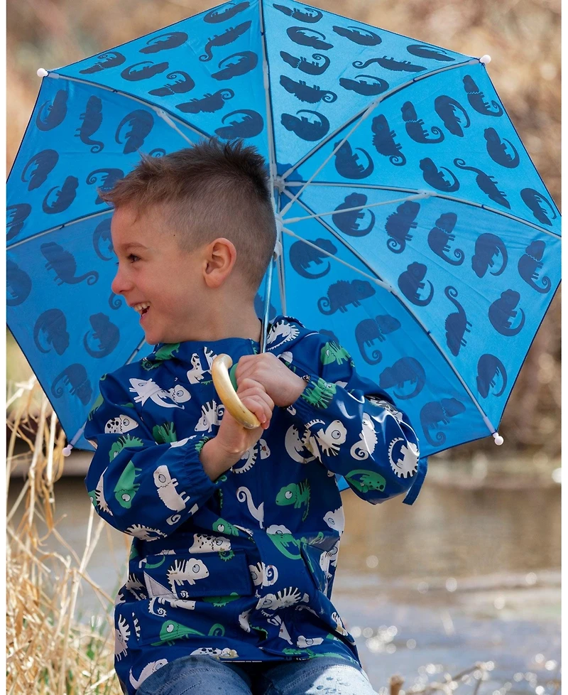 Deux par Deux Boy Color-Changing Umbrella Chameleon Print - Child