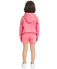 Champion Girls' 4-6X Logo T-Shirt, Zip Up Hoodie and Shorts, 3-Piece Set