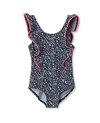 Lands' End Girls Chlorine Resistant Scoop Neck Ruffle One Piece Swimsuit