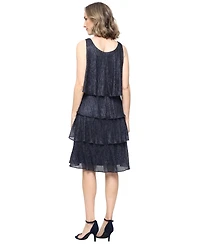 Sl Fashions Women's Crewneck Sleeveless Tiered Dress