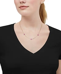 Macy's Created Pink Sapphire (1-3/4 ct. t.w.) Station Necklace in 14k Yellow Gold-Plated Sterling Silver