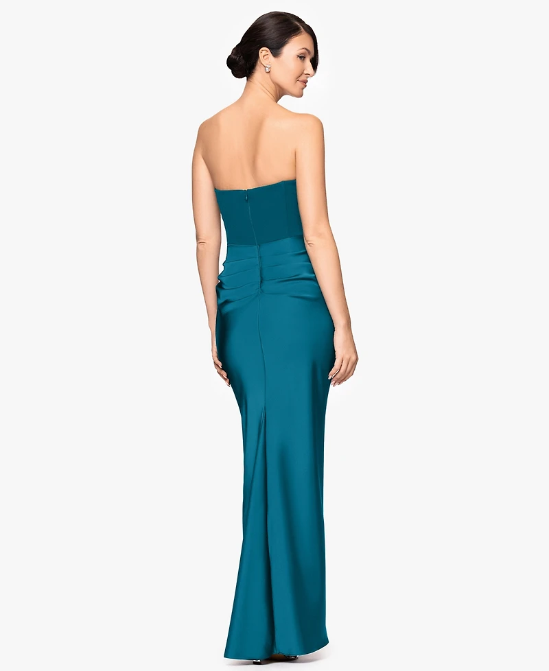 Betsy & Adam Women's Mixed-Media Strapless Corset Gown