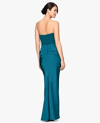 Betsy & Adam Women's Mixed-Media Strapless Corset Gown