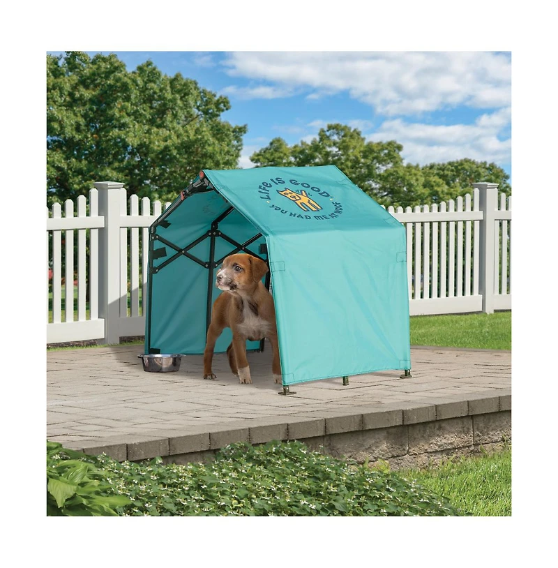 Life Is Good Outdoor 3.5' Outdoor Pet Shade, Versatile Pet Canopy Pop-Up Shade Tent For Dogs, Cats, Small Animals And Livestock, You Had Me At Woof
