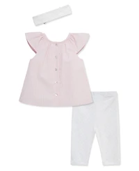Little Me Baby Girls' Posies-Themed Tunic, Leggings and Headband, 3-Piece Set