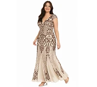 R & M Richards Plus Sequin Embellished Ball Gown
