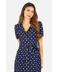 Yumi Women's Retro Shirt Polka Dot Dress