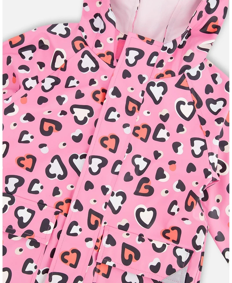 Deux par Big Girls Rain Jacket Polyurethane Heart Print
