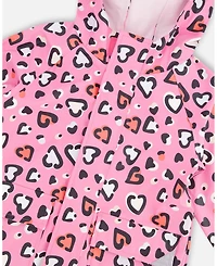 Deux par Big Girls Rain Jacket Polyurethane Heart Print