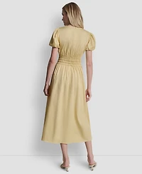 Dkny Women's Smocked V-Neck Midi Dress