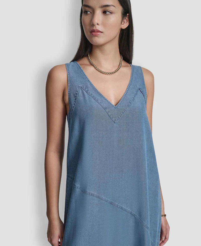 Dkny Women's Sleeveless V-Neck Side-Slit Dress