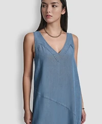 Dkny Women's Sleeveless V-Neck Side-Slit Dress