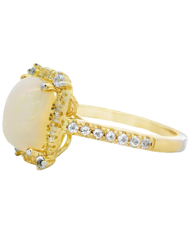 Macy's Opal (2 ct. t.w.) & White Topaz (0.20 ct. t.w.) Ring in 14k Yellow Gold-Plated Sterling Silver