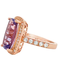Macy's Pink Amethyst (3.30 ct. t.w.) & White Topaz (0.60 ct. t.w.) Ring in 14k Rose Gold Plated Sterling Silver