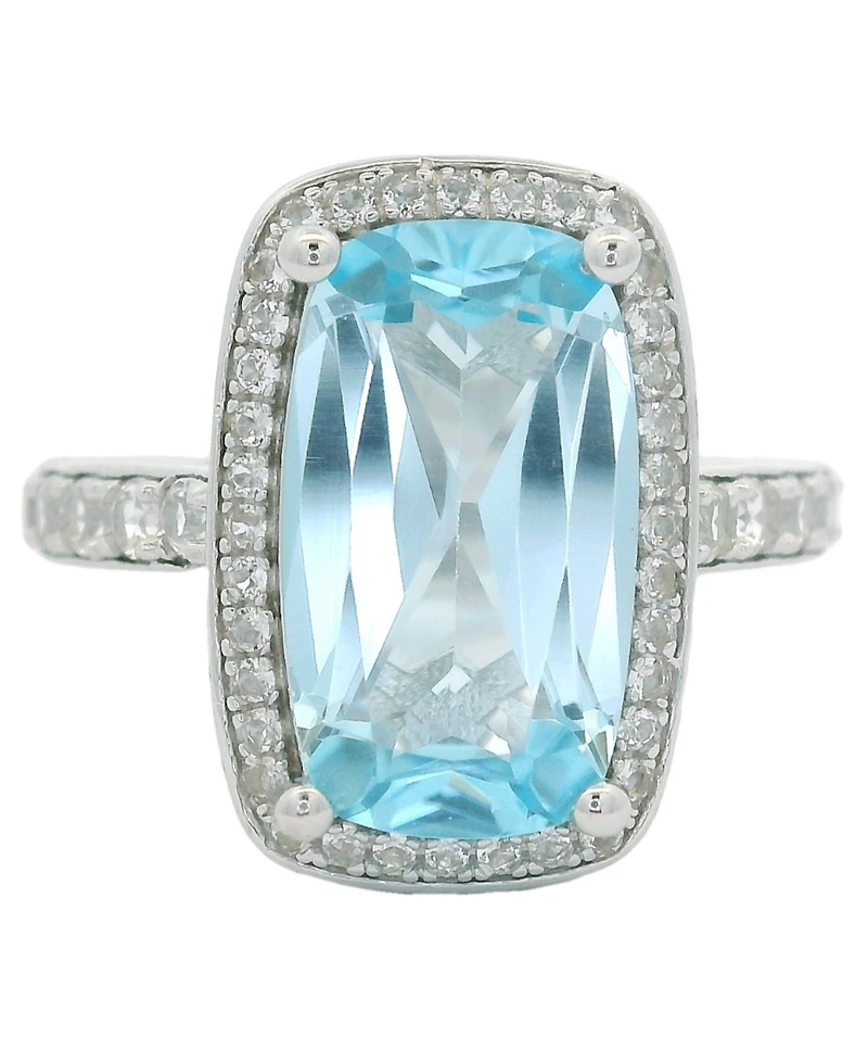 Macy's Sky Blue Topaz (5.75 ct. t.w.) & White Topaz (0.60 ct. t.w.) Ring in Sterling Silver