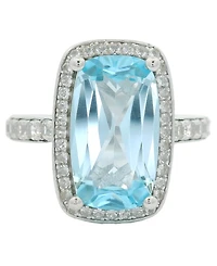 Macy's Sky Blue Topaz (5.75 ct. t.w.) & White Topaz (0.60 ct. t.w.) Ring in Sterling Silver