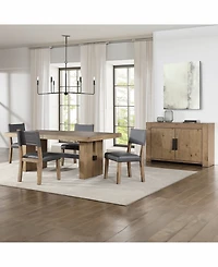 Macai -Pc. Wood Dining Set (Rectangular Table + Faux Leather Side Chairs